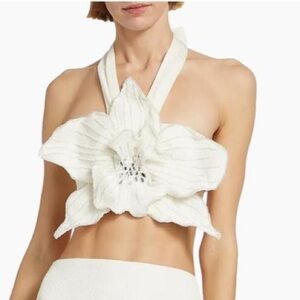 PatBO hand beaded flower Top sz 6